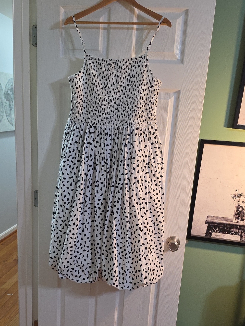 Women White and Black Polka Dot Tie-Back Sundress